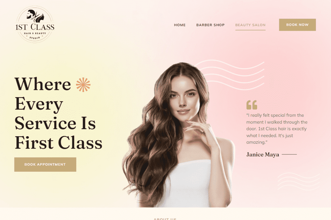 1st Class Salon Website Screenshot